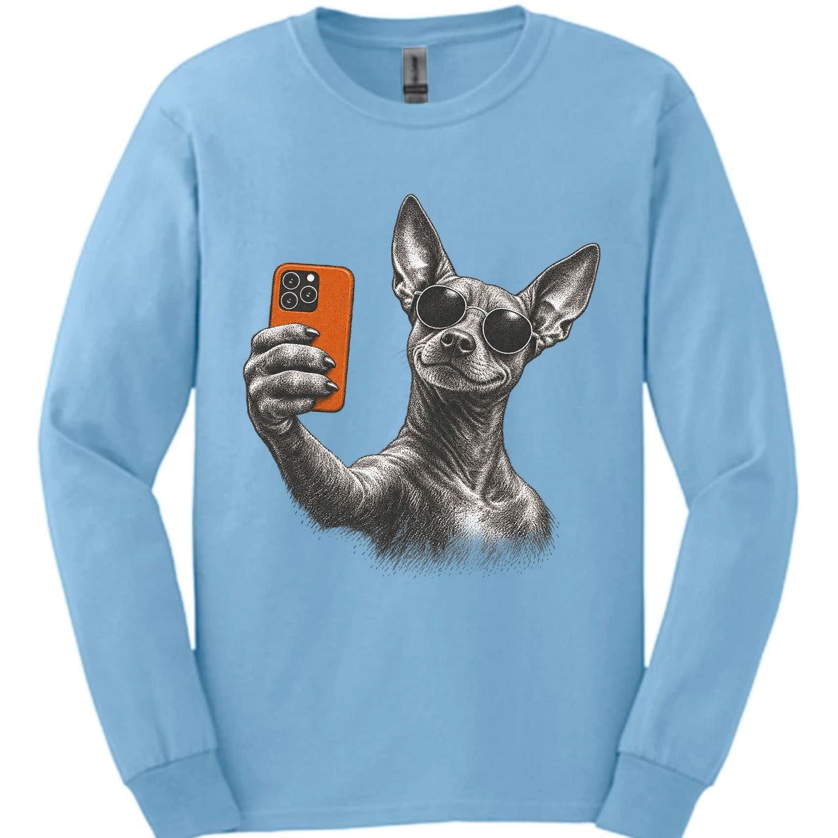 Xoloitzcuintli Selfie Dog Long Sleeve Shirt Gift For Dog Lover