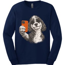 Sheepadoodle Selfie Dog Long Sleeve Shirt Gift For Dog Lover
