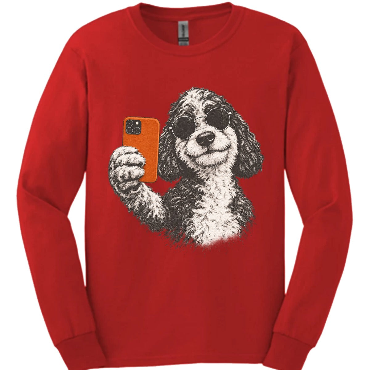 Sheepadoodle Selfie Dog Long Sleeve Shirt Gift For Dog Lover