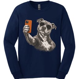 Staffordshire Pit Bull Selfie Dog Long Sleeve Shirt Gift For Dog Lover