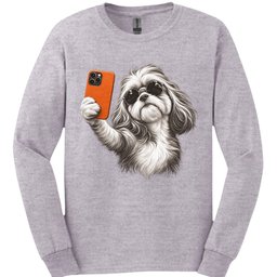 Shih Tzu Selfie Dog Long Sleeve Shirt Gift For Dog Lover