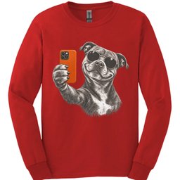 Staffordshire Bull Terrier Selfie Dog Long Sleeve Shirt Gift For Dog Lover