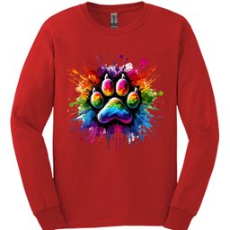 Splatter Paint Paw Long Sleeve Shirt Gift For Dog Lover