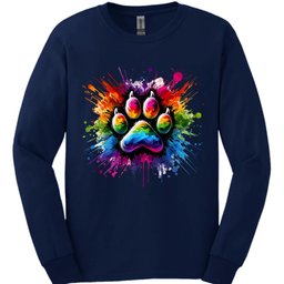 Splatter Paint Paw Long Sleeve Shirt Gift For Dog Lover