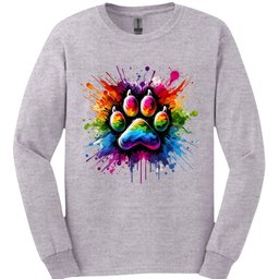 Splatter Paint Paw Long Sleeve Shirt Gift For Dog Lover