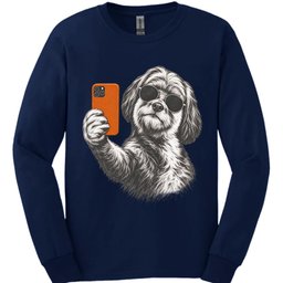 Tibetan Terrier Selfie Dog Long Sleeve Shirt Gift For Dog Lover