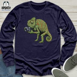 Chameleon Photographer Unisex Long Sleeve Tee Gift For Animal Lover