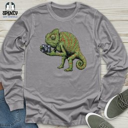 Chameleon Photographer Unisex Long Sleeve Tee Gift For Animal Lover