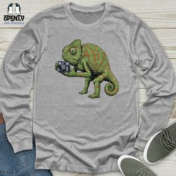 Chameleon Photographer Unisex Long Sleeve Tee Gift For Animal Lover