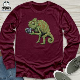 Chameleon Photographer Unisex Long Sleeve Tee Gift For Animal Lover