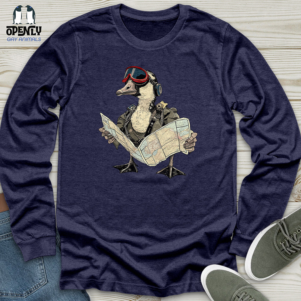Aviator Duck Navigator Unisex Long Sleeve Tee Gift For Duck Lover
