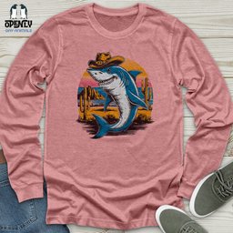Cowboy Shark Unisex Long Sleeve Tee Gift For Animal Lover