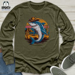 Cowboy Shark Unisex Long Sleeve Tee Gift For Animal Lover