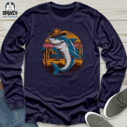 Cowboy Shark Unisex Long Sleeve Tee Gift For Animal Lover