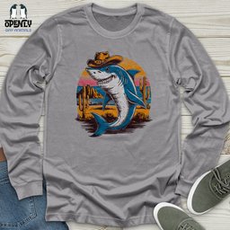 Cowboy Shark Unisex Long Sleeve Tee Gift For Animal Lover