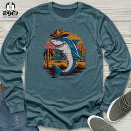 Cowboy Shark Unisex Long Sleeve Tee Gift For Animal Lover
