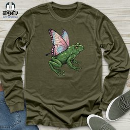 Butterfly Wings Frog Unisex Long Sleeve Tee Gift For Frog Lover