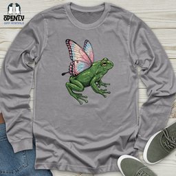 Butterfly Wings Frog Unisex Long Sleeve Tee Gift For Frog Lover