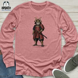 Cat Samurai Unisex Long Sleeve Tee Gift For Cat Lover