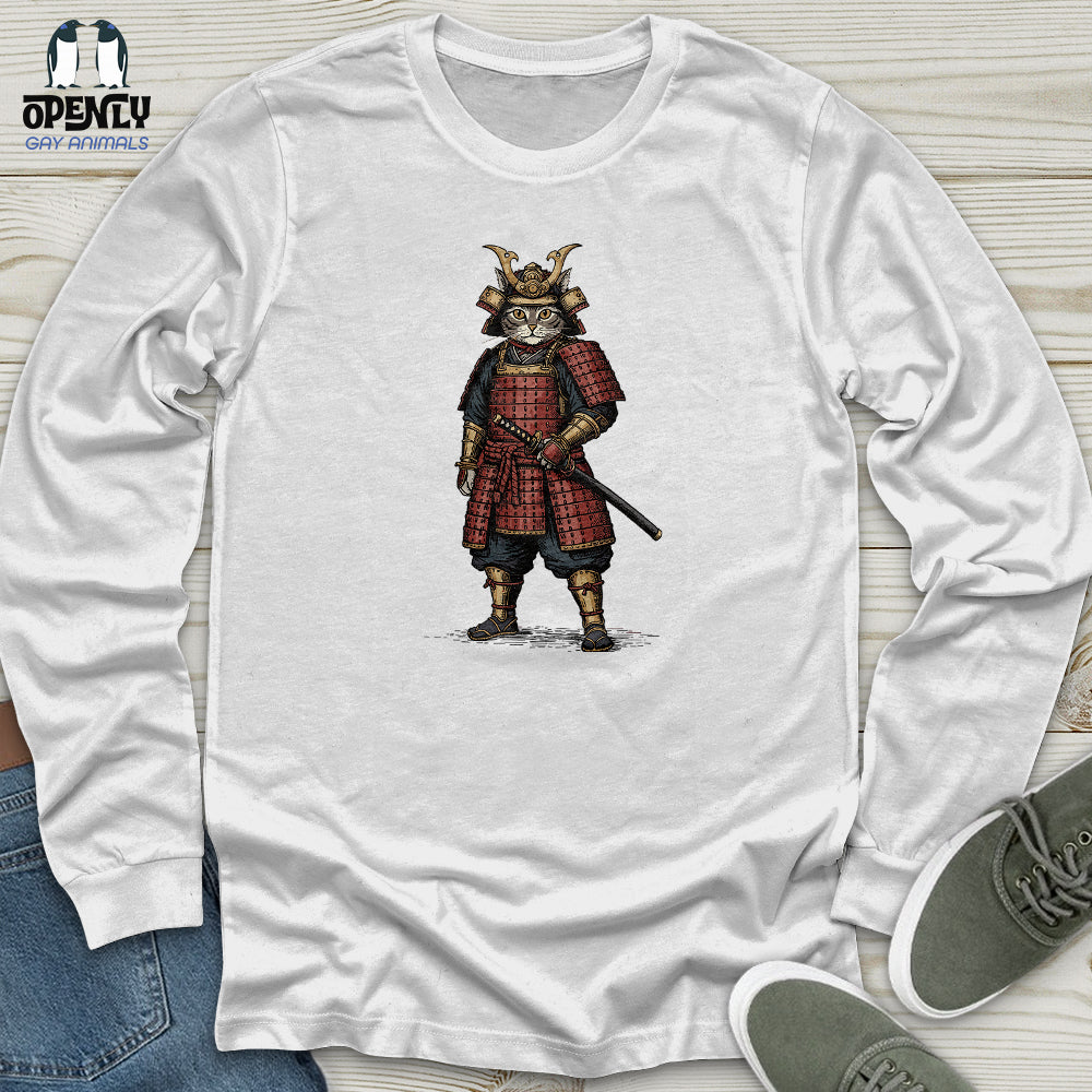 Cat Samurai Unisex Long Sleeve Tee Gift For Cat Lover