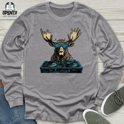 DJ Moose Unisex Long Sleeve Tee Gift For Animal Lover