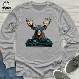 DJ Moose Unisex Long Sleeve Tee Gift For Animal Lover