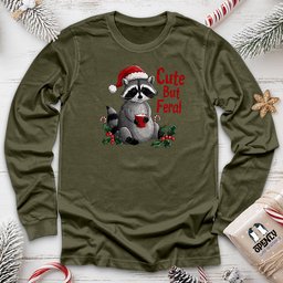 Cute But Feral Unisex Long Sleeve Tee Gift For Animal Lover