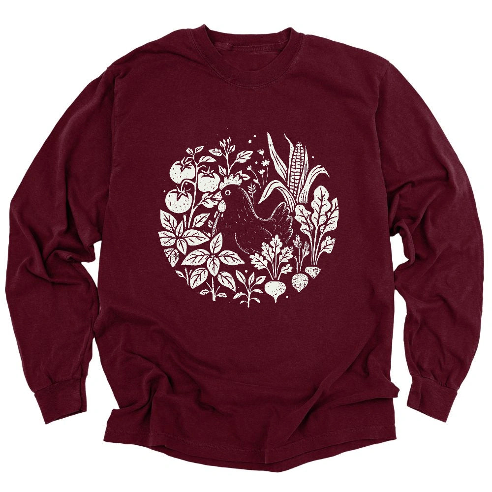 Hens And Vegetables Long Sleeve Shirt T Shirt Gift For Gardener