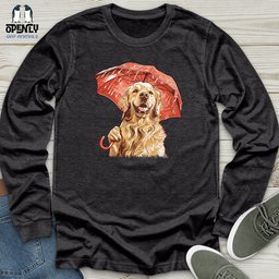 Golden Optimist Umbrella Unisex Long Sleeve Tee Gift For Animal Lover