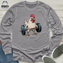 Dumbbelling Chickens Unisex Long Sleeve Tee Gift For Animal Lover