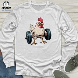 Dumbbelling Chickens Unisex Long Sleeve Tee Gift For Animal Lover