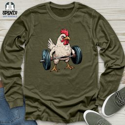 Dumbbelling Chickens Unisex Long Sleeve Tee Gift For Animal Lover