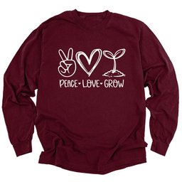 Peace Love Grow Long Sleeve Shirt T Shirt Gift For Gardener