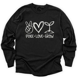 Peace Love Grow Long Sleeve Shirt T Shirt Gift For Gardener
