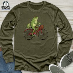Frogs On A Ride Unisex Long Sleeve Tee Gift For Frog Lover