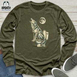 Howling Wolf Unisex Long Sleeve Tee Gift For Animal Lover