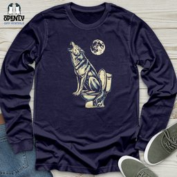 Howling Wolf Unisex Long Sleeve Tee Gift For Animal Lover