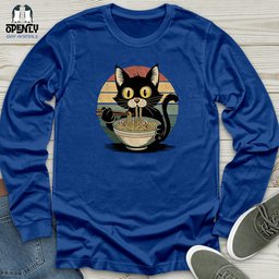 Cat With Ramen Unisex Long Sleeve Tee Gift For Cat Lover