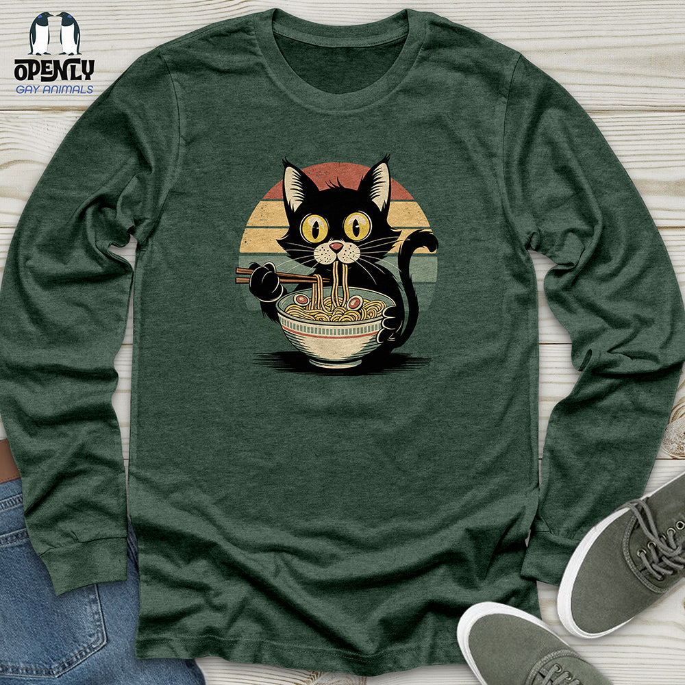Cat With Ramen Unisex Long Sleeve Tee Gift For Cat Lover