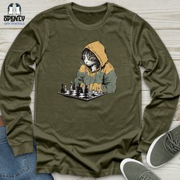 Cat Playing Chess Unisex Long Sleeve Tee Gift For Cat Lover