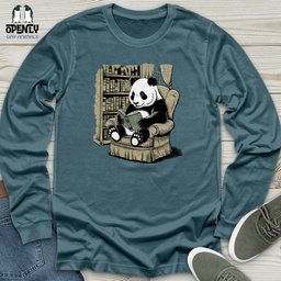 Panda Reading Book Unisex Long Sleeve Tee Gift For Animal Lover