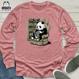 Panda Reading Book Unisex Long Sleeve Tee Gift For Animal Lover
