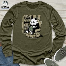 Panda Reading Book Unisex Long Sleeve Tee Gift For Animal Lover