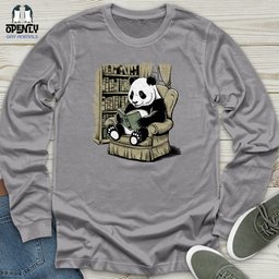 Panda Reading Book Unisex Long Sleeve Tee Gift For Animal Lover