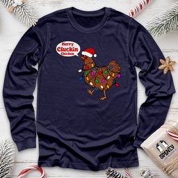 Merry Cluckin Chicken Unisex Long Sleeve Tee Gift For Animal Lover