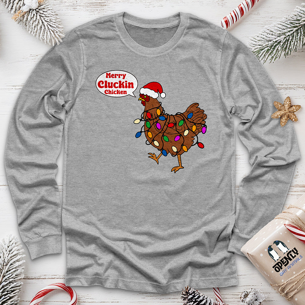 Merry Cluckin Chicken Unisex Long Sleeve Tee Gift For Animal Lover