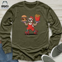 Sloth Server Unisex Long Sleeve Tee Gift For Animal Lover