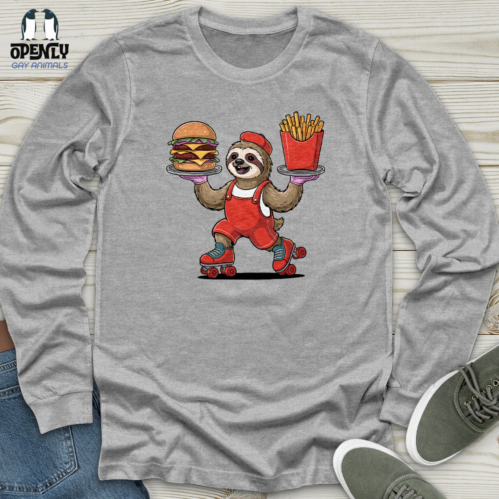 Sloth Server Unisex Long Sleeve Tee Gift For Animal Lover