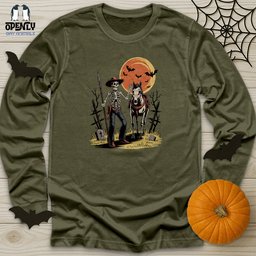 Skeleton Cowboy Unisex Long Sleeve Tee Gift For Animal Lover
