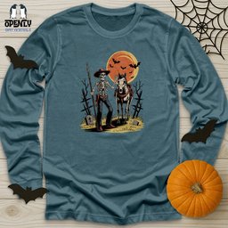 Skeleton Cowboy Unisex Long Sleeve Tee Gift For Animal Lover